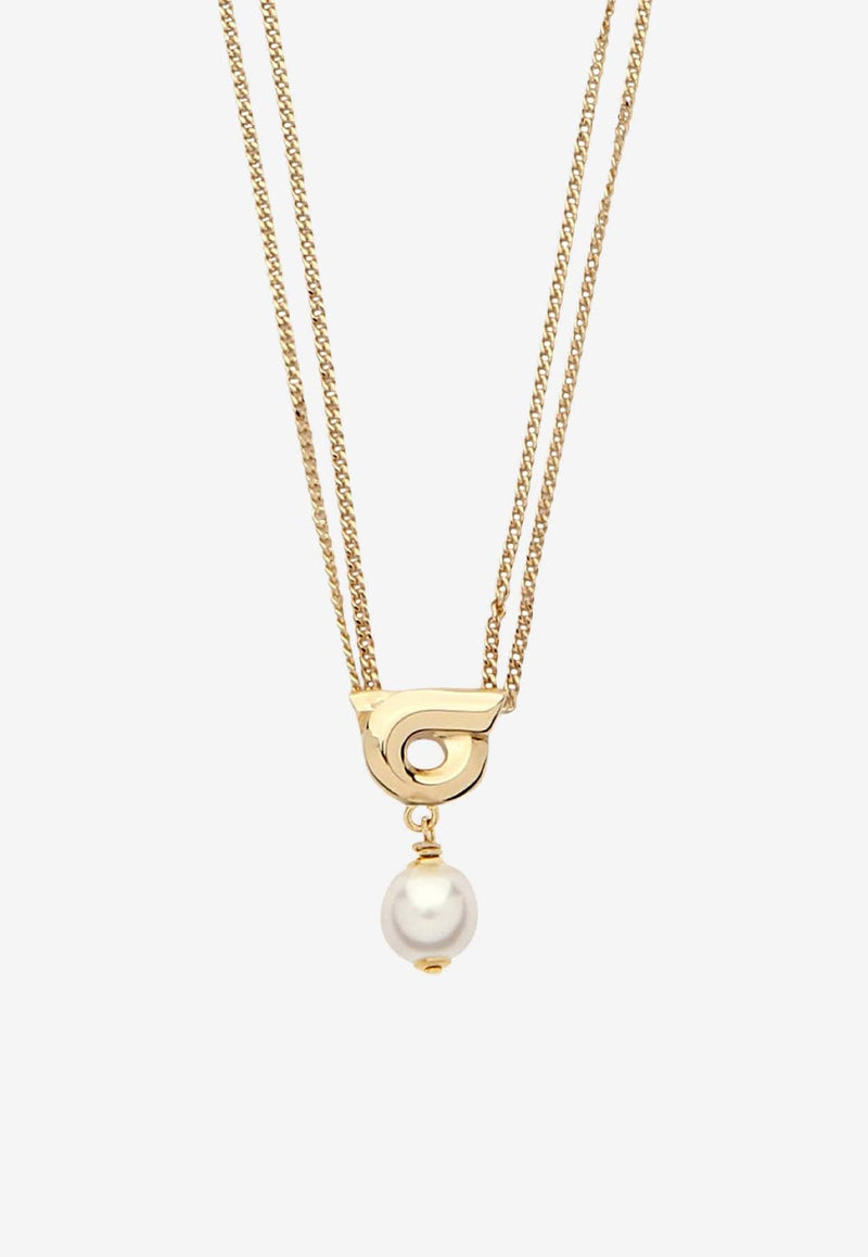 Gancini Pearl Pendant Chain Necklace