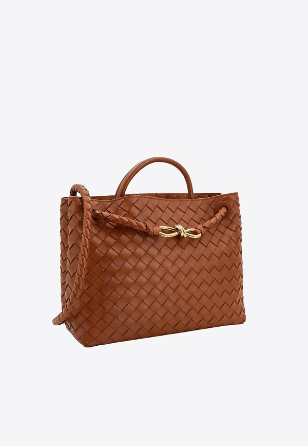 Medium Andiamo Top Handle Bag in Intrecciato Leather