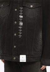 Size Sticker Button-Up Denim Jacket