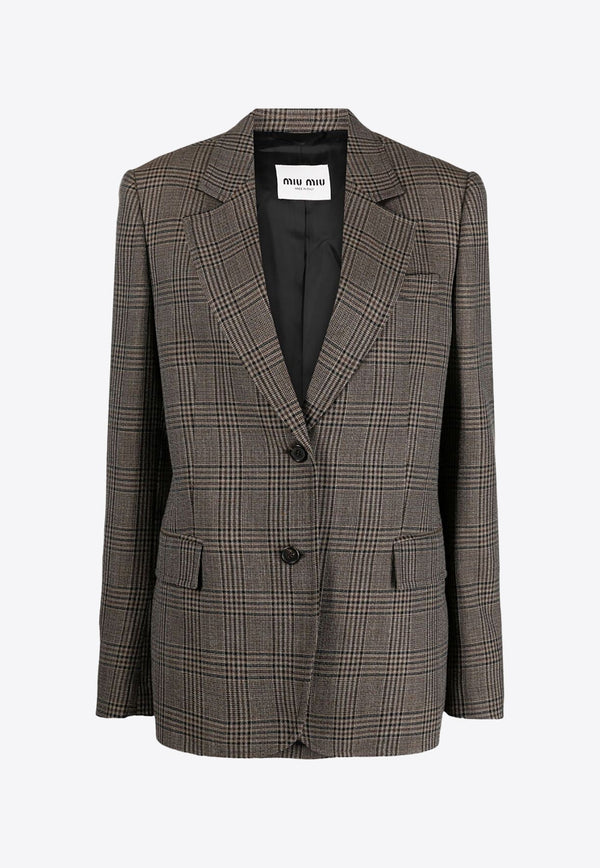 Prince of Wales Check Single-Breasted Blazer