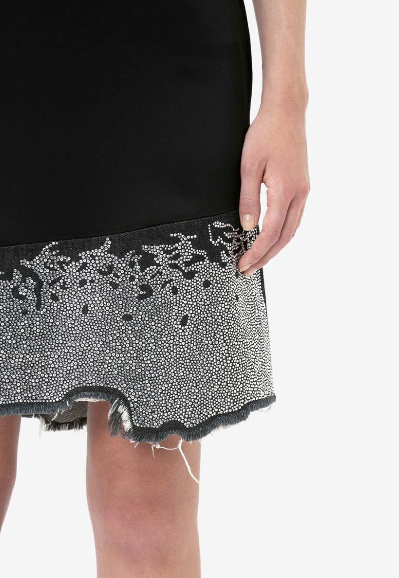 Distressed Crystal-Embellished Skirt