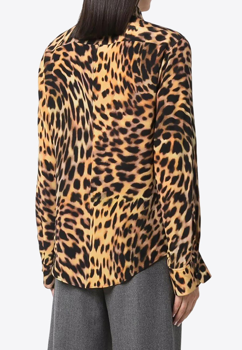 Leopard-Print Silk Shirt