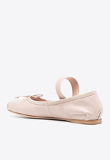 Logo Strap Leather Ballet Flats