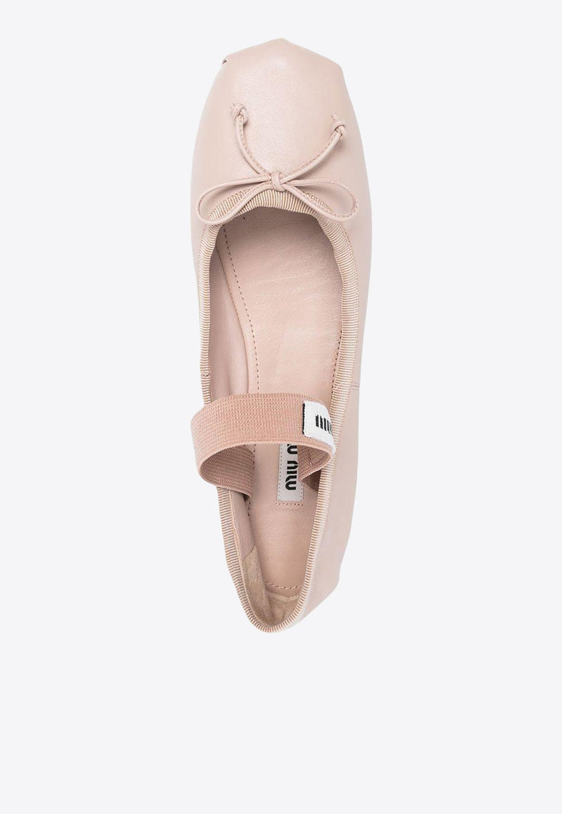 Logo Strap Leather Ballet Flats