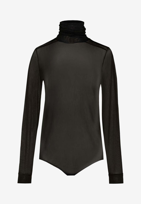 Long-Sleeved Sheer Turtleneck Bodysuit