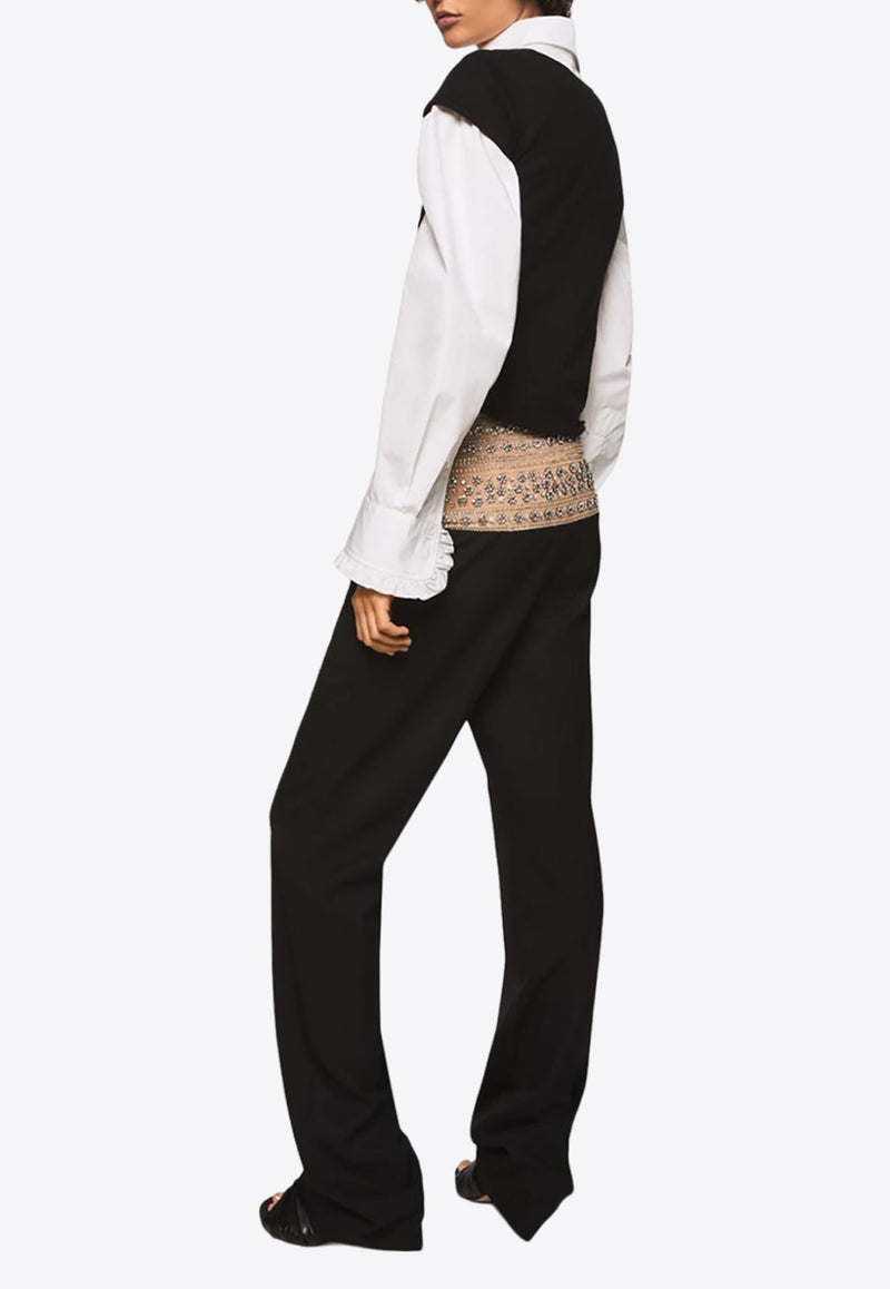 Crystal-Embellished Wool Pants