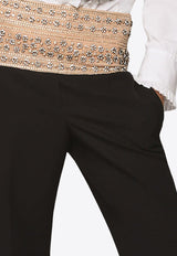 Crystal-Embellished Wool Pants