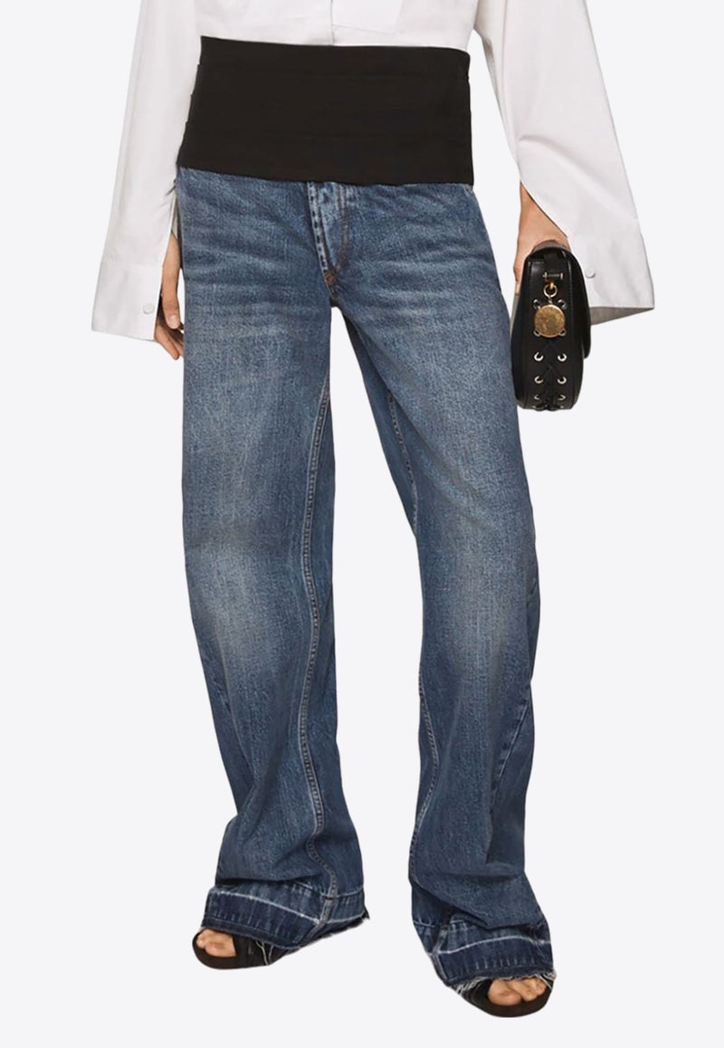 Tuxedo-Waist Wide-Leg Jeans