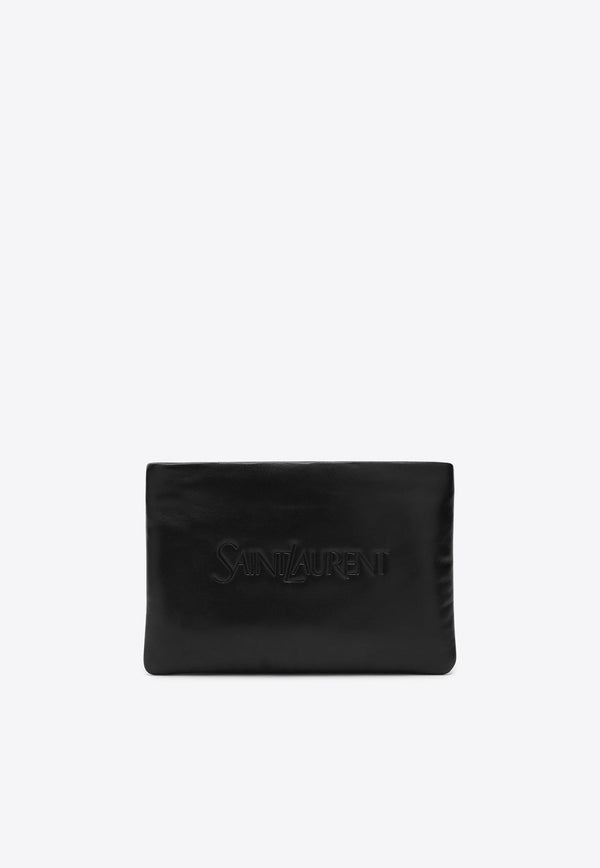 Padded Leather Pouch Bag