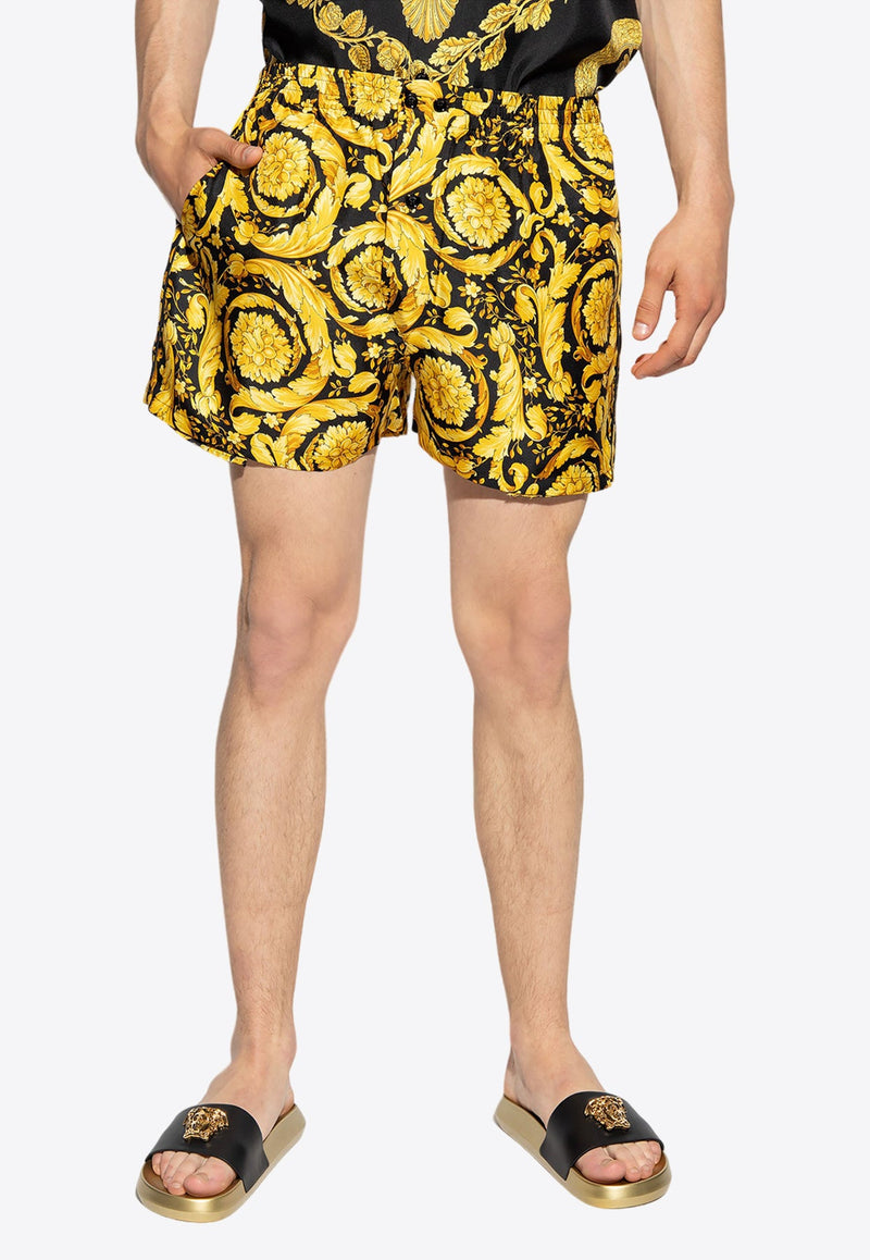 Barocco Print Silk Shorts