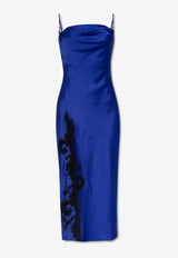 Barocco Lace Embellished Satin Midi Dress