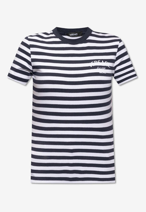 Logo Embroidered Striped T-shirt