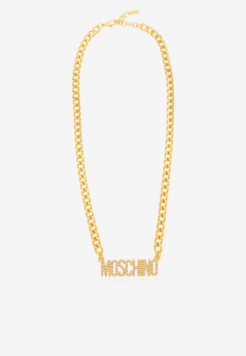 Crystal-Embellished Logo Necklace