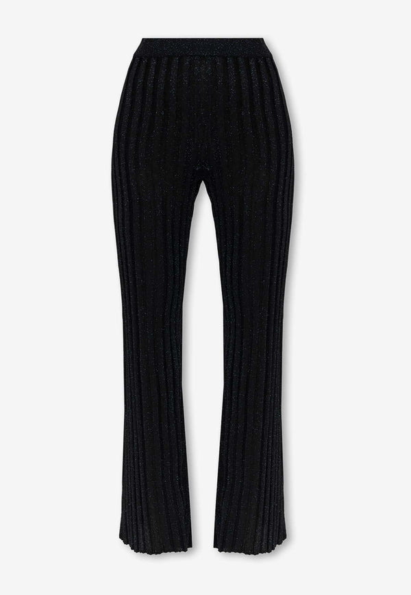 Ribbed Knit Straight-Leg Pants