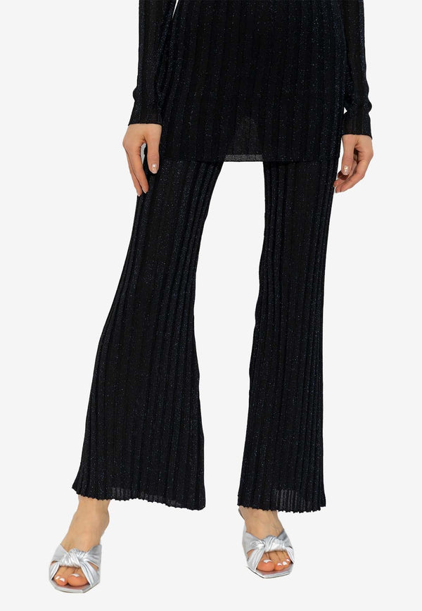 Ribbed Knit Straight-Leg Pants