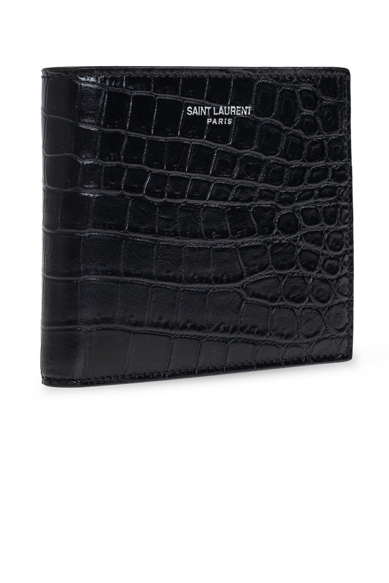 East/West Croc-Embossed Leather Wallet