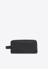 Intrecciato Leather Travel Pouch Bag