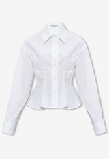 Peplum-Waist Buttoned Shirt