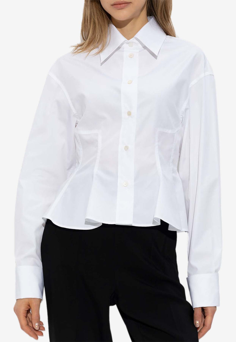 Peplum-Waist Buttoned Shirt