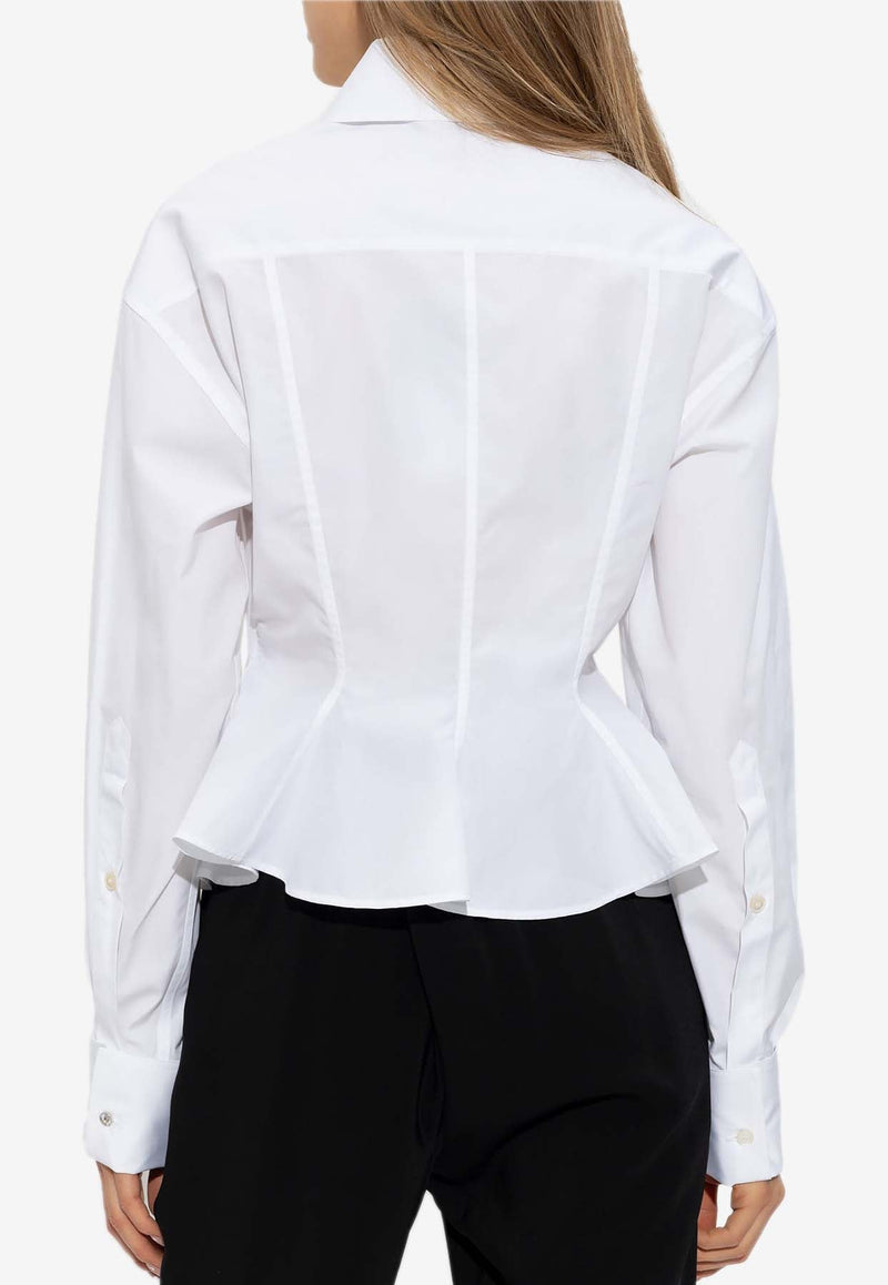 Peplum-Waist Buttoned Shirt