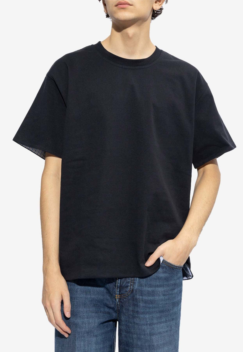Double Layer Striped Crewneck T-Shirt