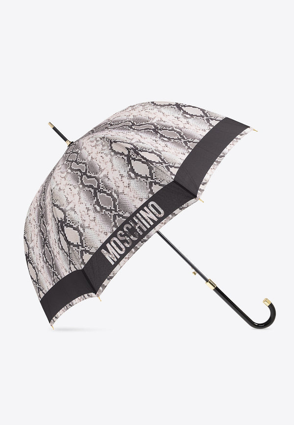 Logo Trim Snakeskin Print Umbrella