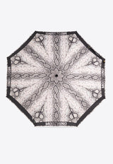 Logo Trim Snakeskin Print Umbrella