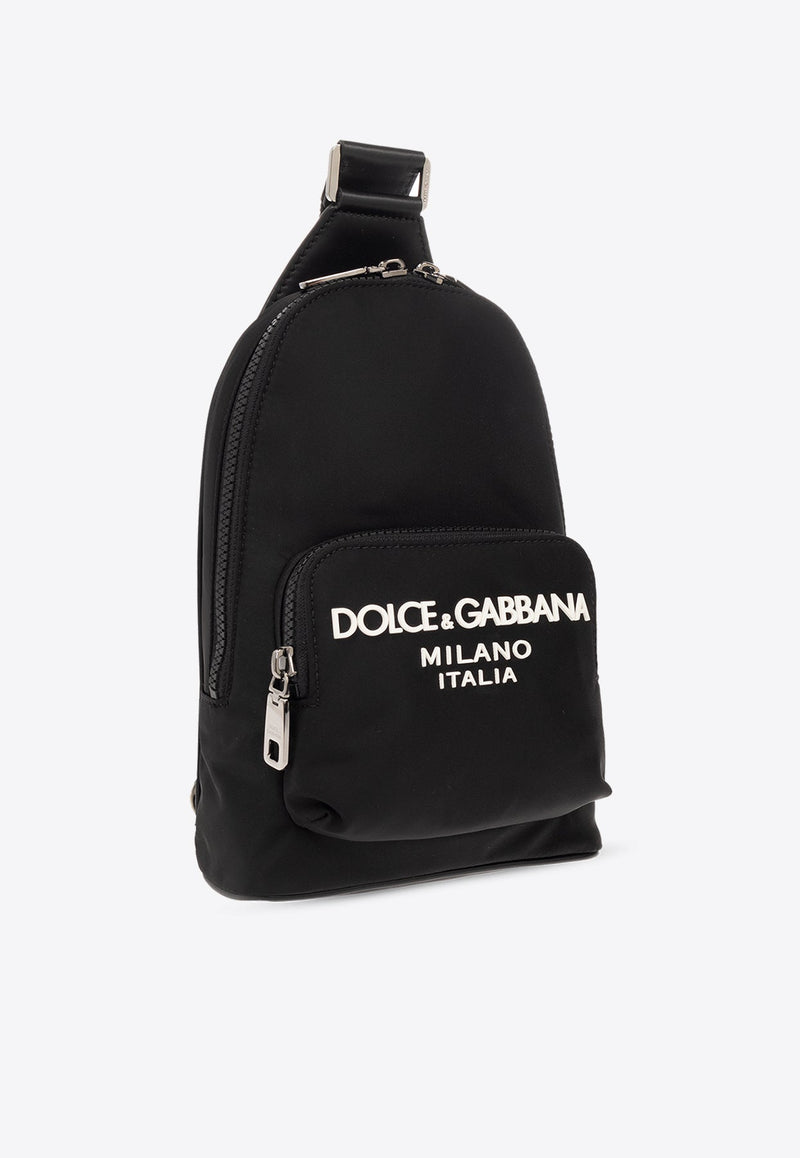 One-Shoulder Logo Print Backpack