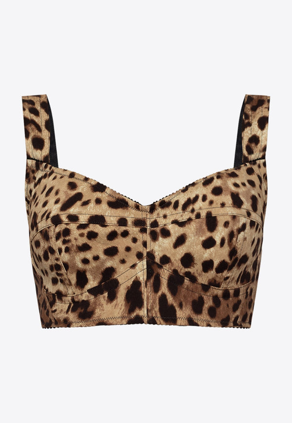 Leopard Print Bustier Cropped Top
