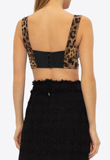 Leopard Print Bustier Cropped Top