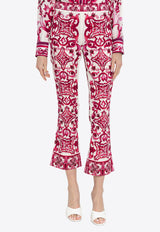 Majolica Print Silk Cropped Pants