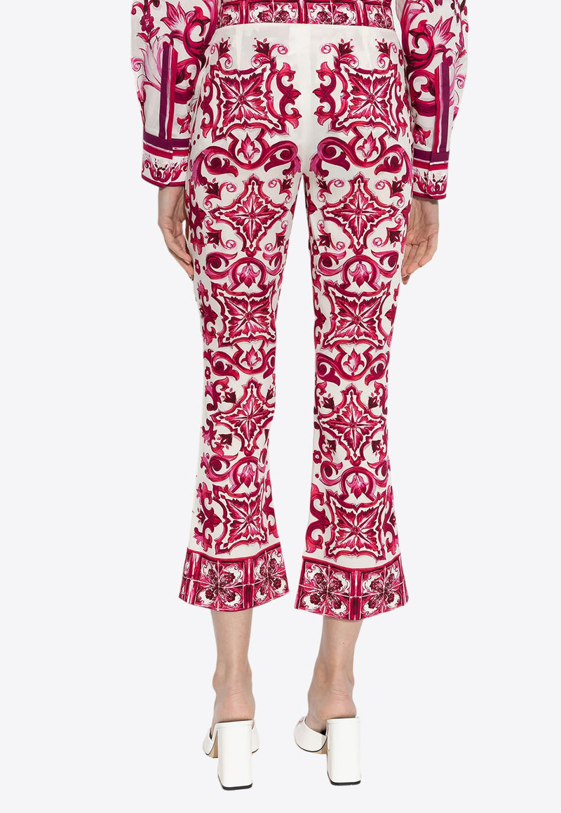 Majolica Print Silk Cropped Pants