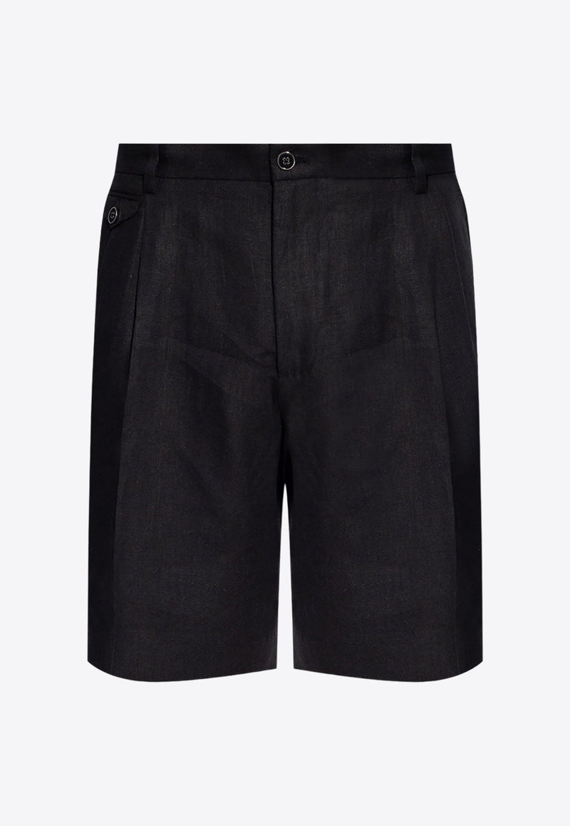 Pleated Linen Shorts