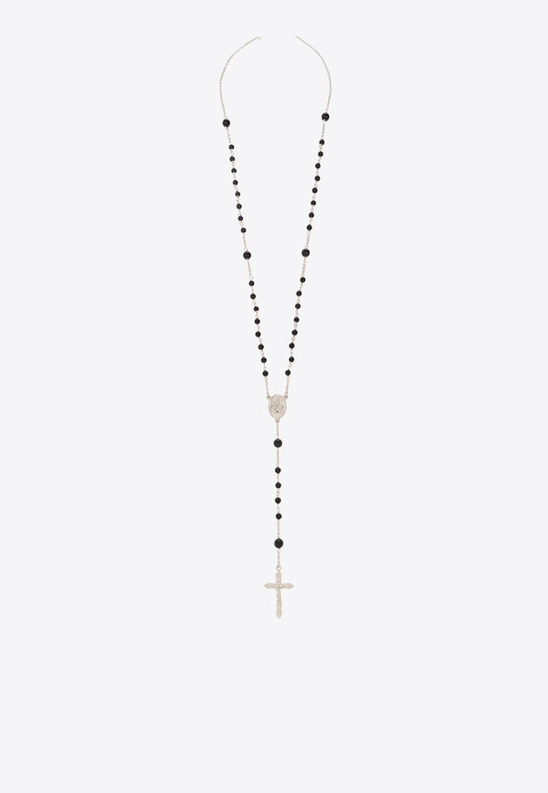 Gemstone-Embellished Rosary Necklace