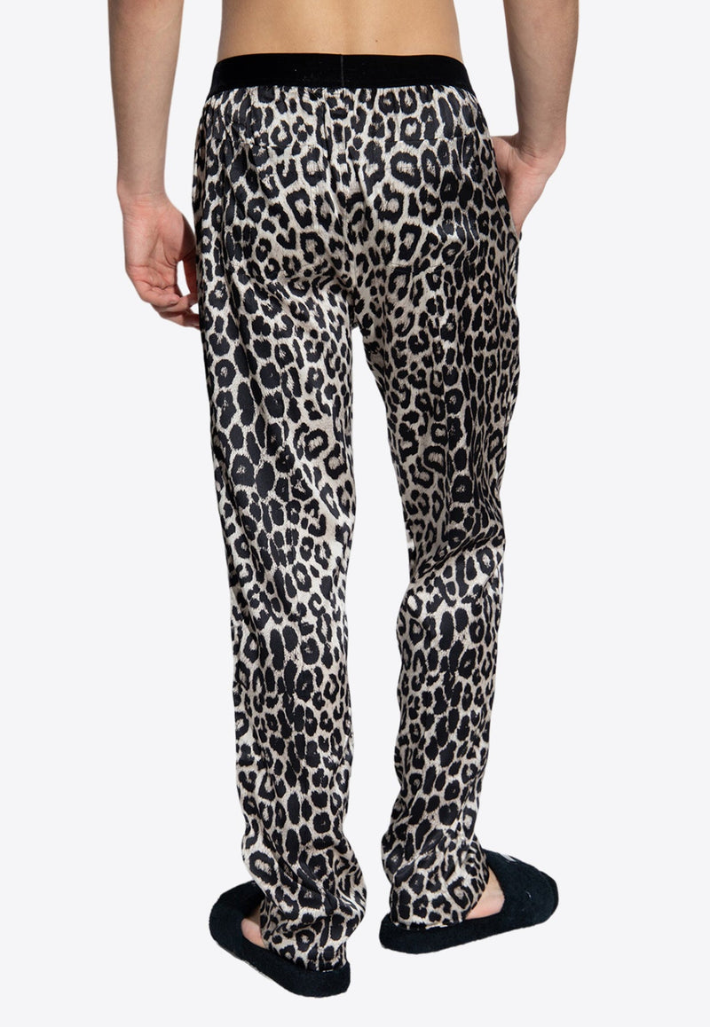 Leopard Print Silk Pajama Pants