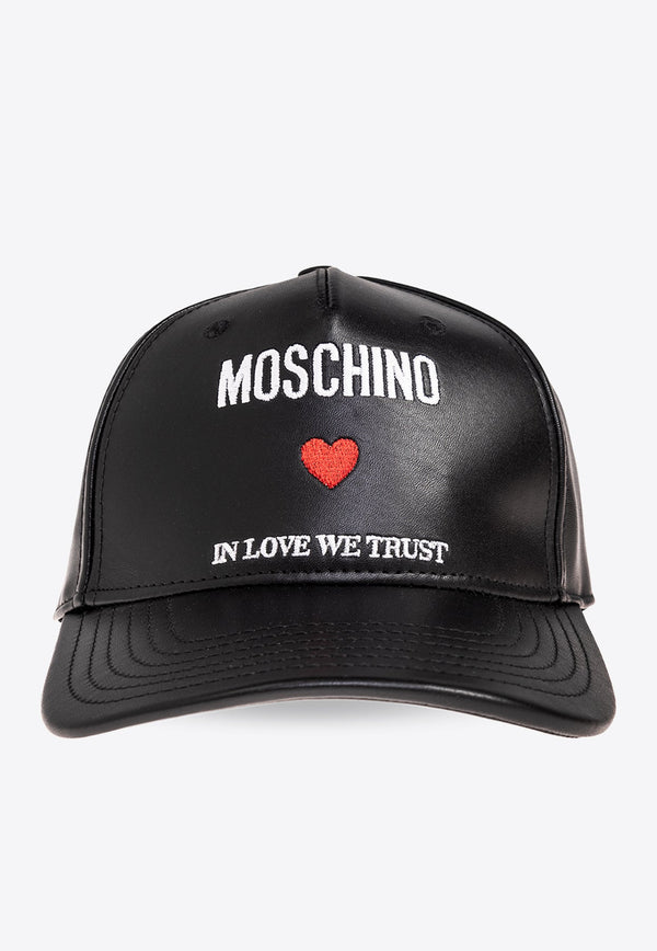 Logo Embroidered Leather Baseball Cap