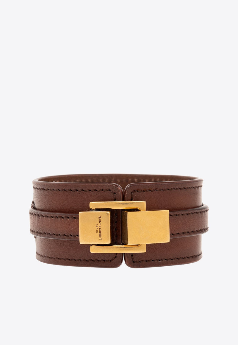 Engraved Logo Leather Bracelet