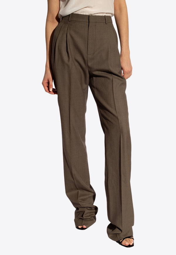 High-Waist Tailored Wool Pants