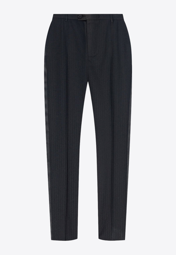 High-Waisted Pinstripe Tuxedo Pants