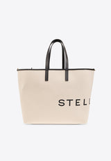 Logo Print Canvas Tote Bag