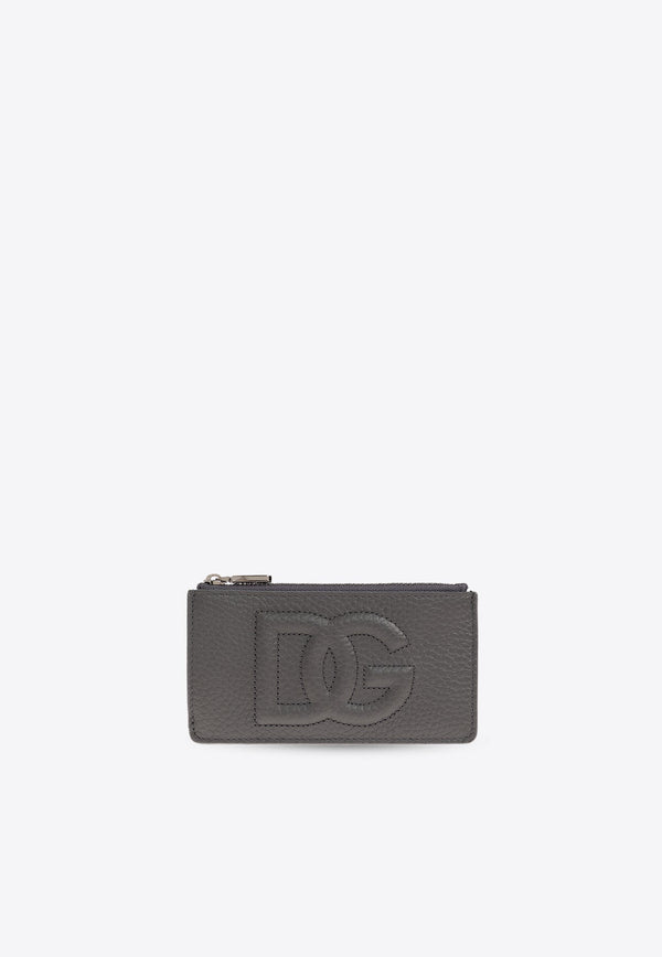 Logo Embossed Leather Zip Wallet