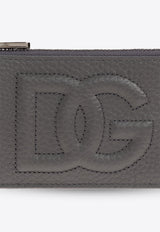 Logo Embossed Leather Zip Wallet
