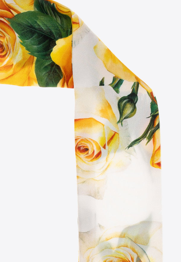 Rose Print Silk Headscarf