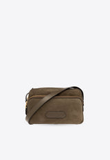 Logo Patch Suede Messenger Bag