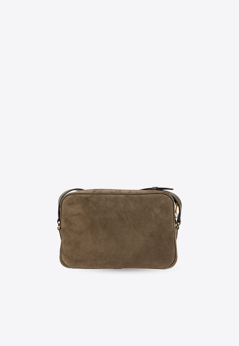 Logo Patch Suede Messenger Bag