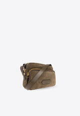 Logo Patch Suede Messenger Bag