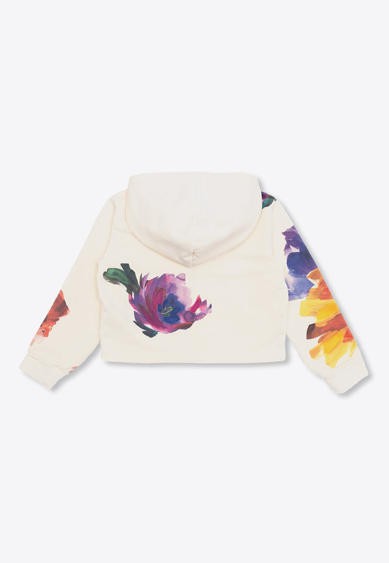 Girls Floral Hooded Sweatshirt