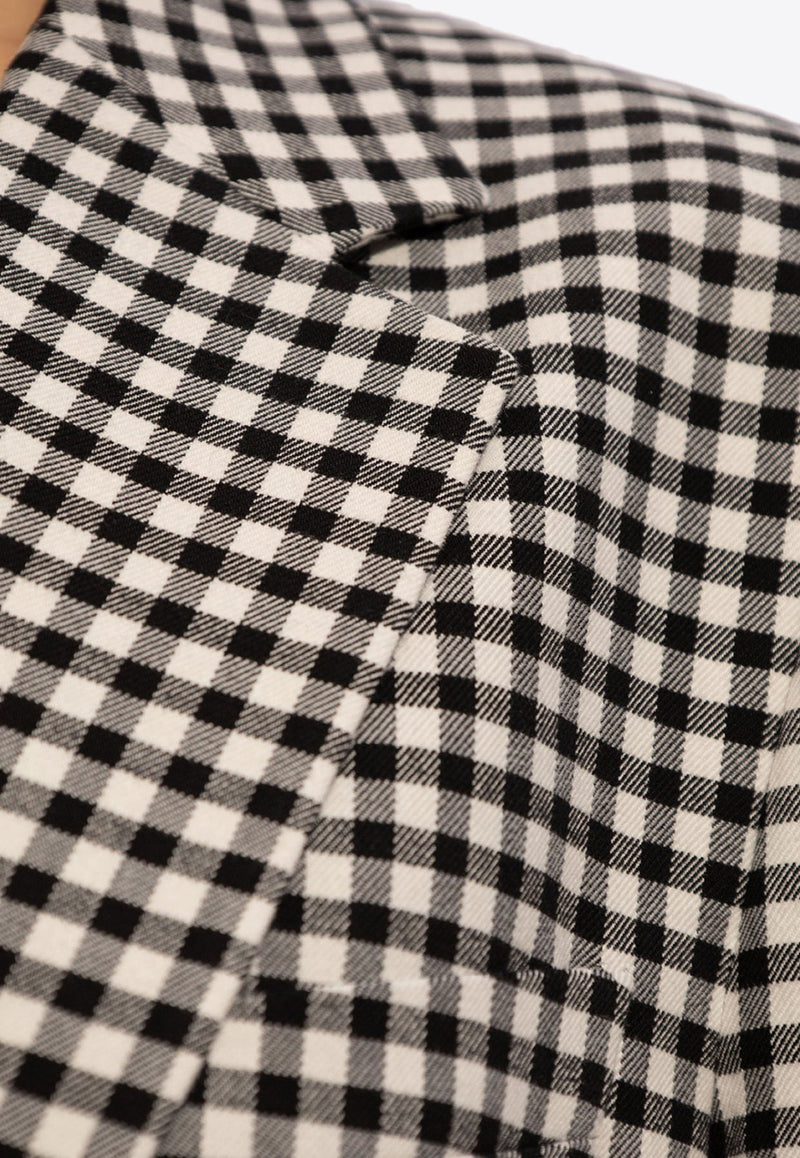 Single-Breasted Gingham Check Blazer