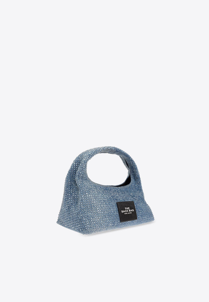 The Sack Denim Bag with Crystal Embellishments