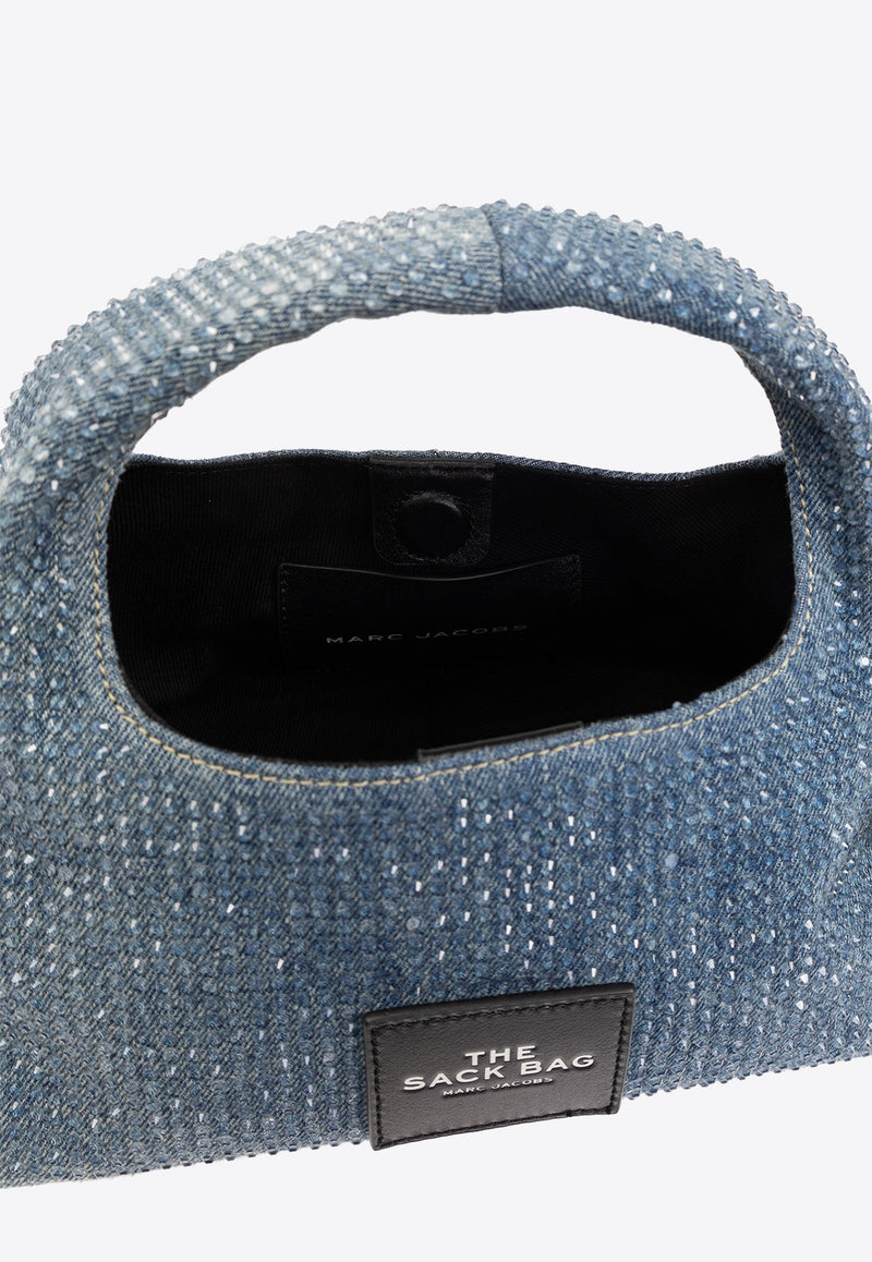 The Sack Denim Bag with Crystal Embellishments